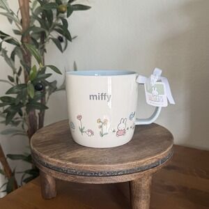 NWT Magenta Miffy Bunny Spring Flowers Garden Pastel Blue Ceramic Mug Cup Cute